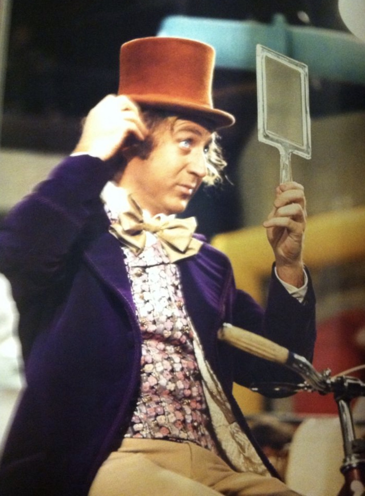 Gene Wilder checking his hair